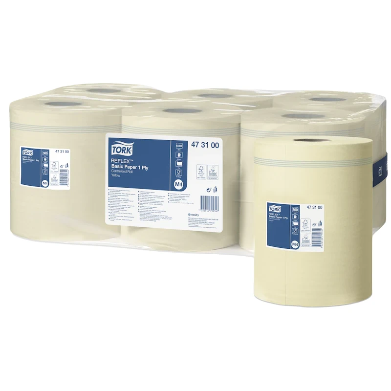 Popierius rankoms ritiniais Tork Reflex Basic Yellow M4, 1sl.