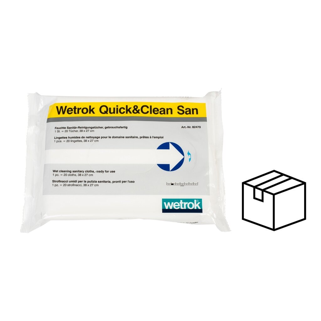 WETROK Quick&Clean San, pašluostė neaustinio audinio, sanitarinių paviršių valymui, 38x27, 20 serv. [1 vnt.]